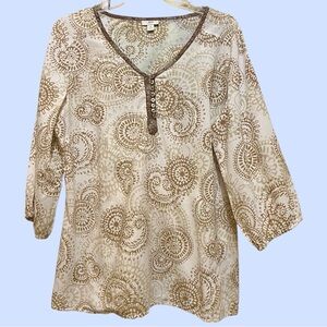 J.Jill Tunic Blouse Bohemian Pullover Style